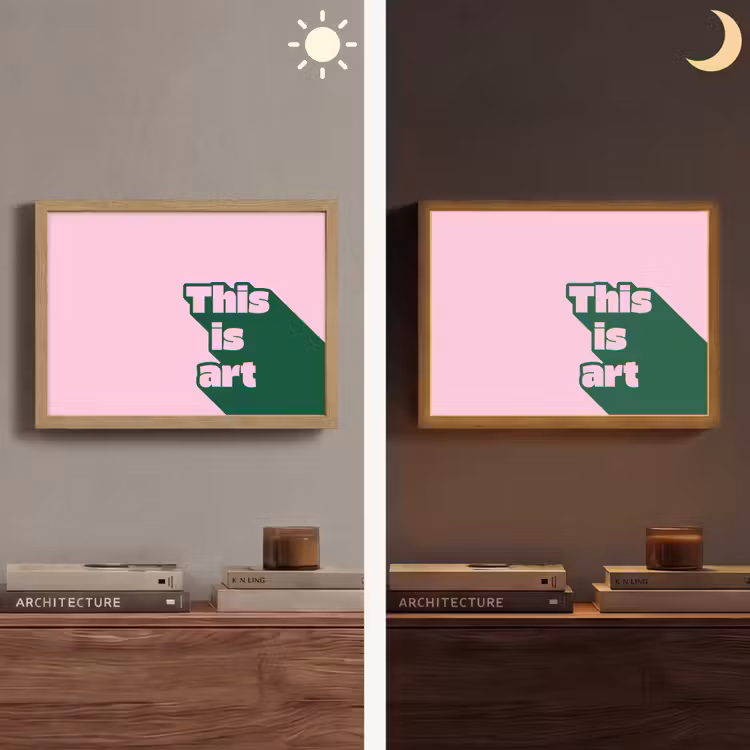 Groen - Teskt - This is art - Roze Light Box met batterij (Wandlamp) middel -sfeer3