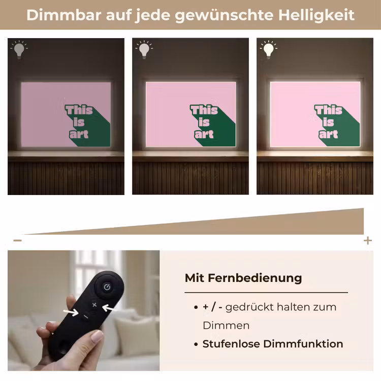 Groen - Teskt - This is art - Roze Light Box met batterij (Wandlamp) middel -USP_dimbaarDE