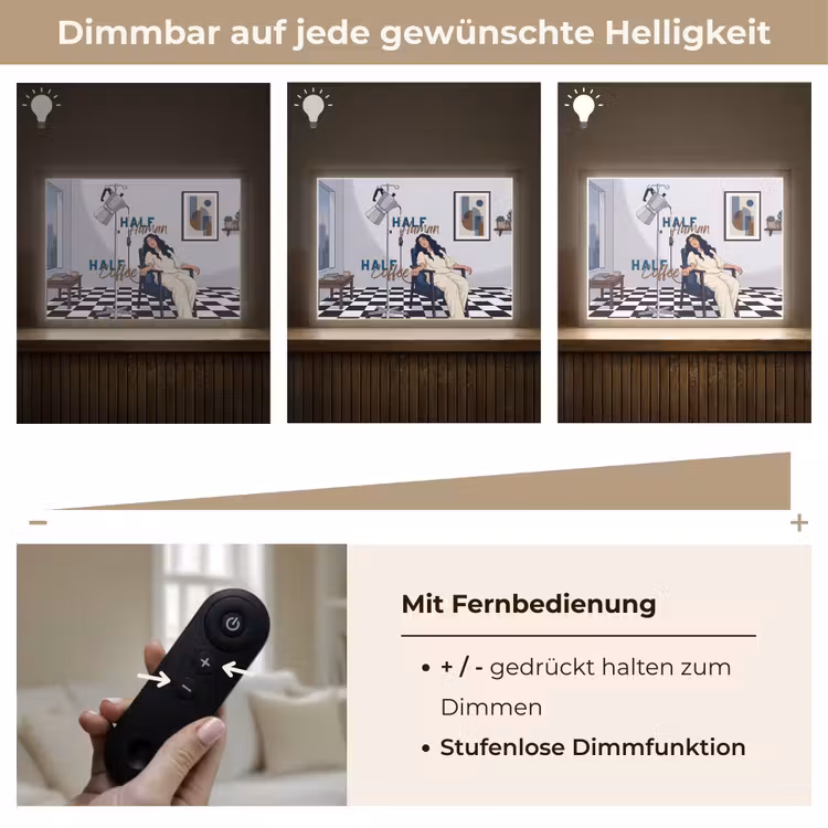Half human, Half Coffee - Infuus - Koffie Light Box met batterij (Wandlamp) middel -USP_dimbaarDE
