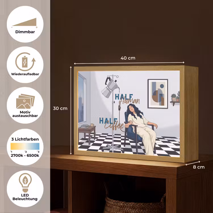 Half human, Half Coffee - Infuus - Koffie Light Box met batterij (Wandlamp) middel -USP_websiteoverzichtDE