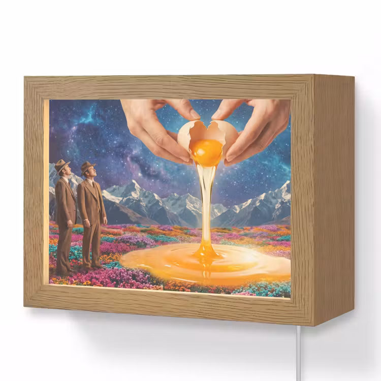 Lightbox - Wandleuchte - Hände – Ei – Surrealismus - Handen - Ei - Surrealisme Light Box met kabel (Wandlamp) klein