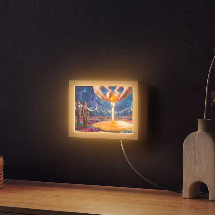 Lightbox - Wandleuchte - Hände – Ei – Surrealismus - Handen - Ei - Surrealisme Light Box met kabel (Wandlamp) klein