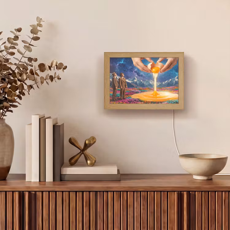 Lightbox - Wandleuchte - Hände – Ei – Surrealismus - Handen - Ei - Surrealisme Light Box met kabel (Wandlamp) klein
