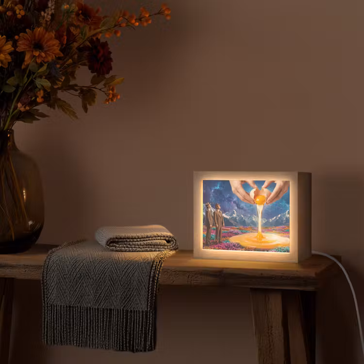 Lightbox - Wandleuchte - Hände – Ei – Surrealismus - Handen - Ei - Surrealisme Light Box met kabel (Wandlamp) klein