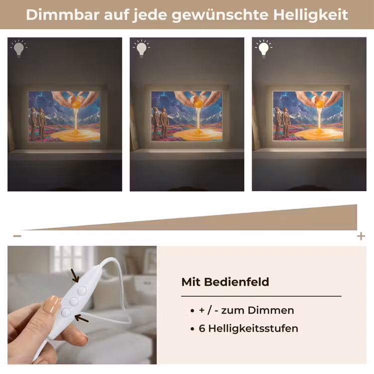 Lightbox - Wandleuchte - Hände – Ei – Surrealismus - Handen - Ei - Surrealisme Light Box met kabel (Wandlamp) klein
