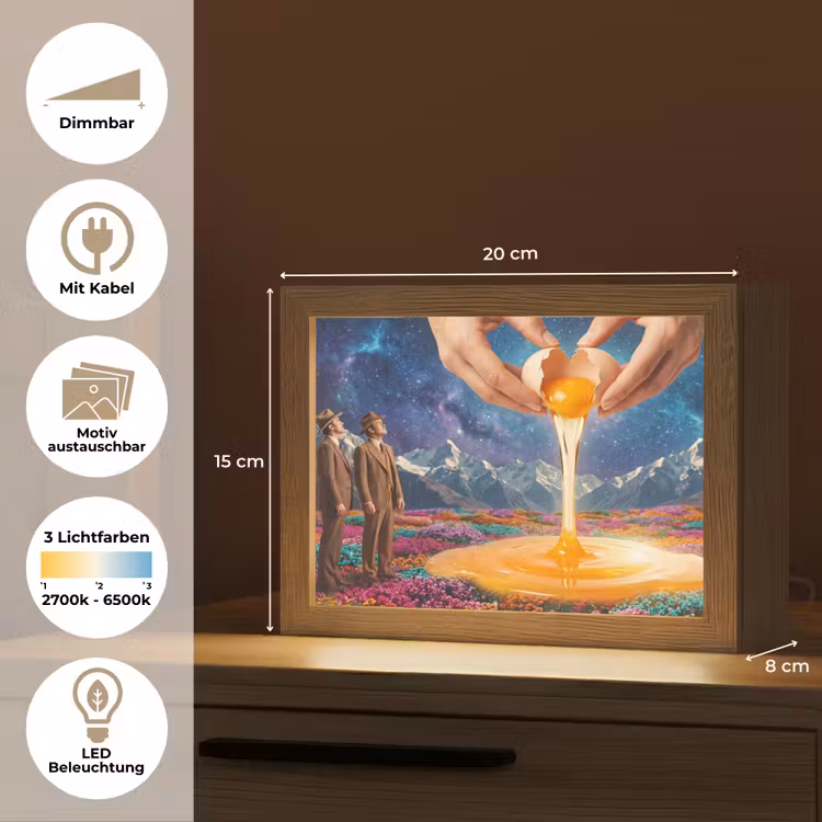 Lightbox - Wandleuchte - Hände – Ei – Surrealismus - Handen - Ei - Surrealisme Light Box met kabel (Wandlamp) klein