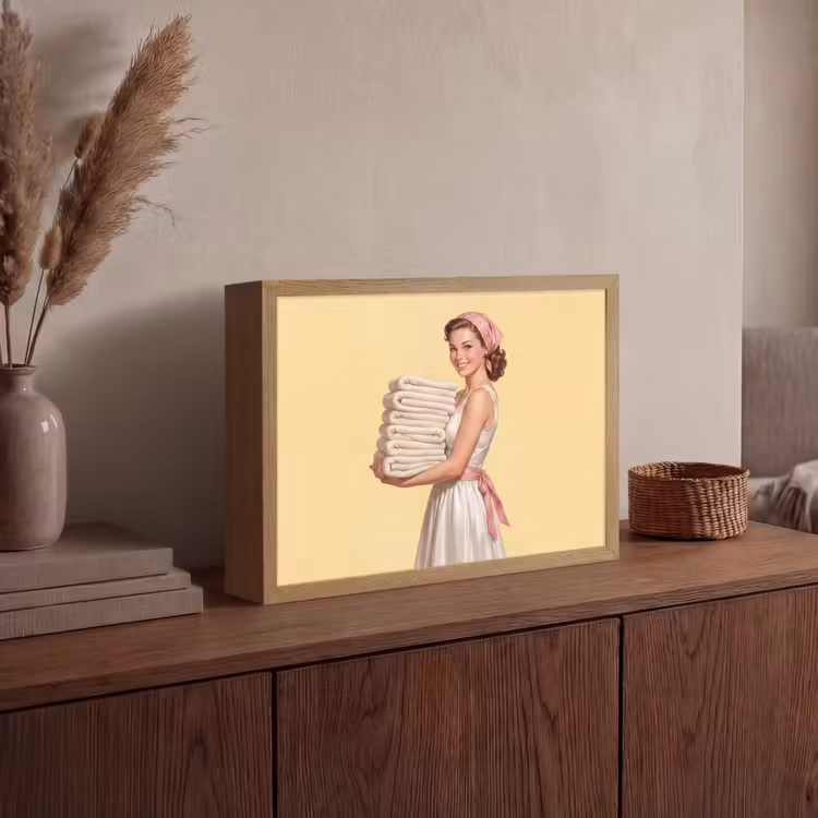 Handdoeken - Vrouw - Jurk - Roze Light Box met batterij (Wandlamp) middel -sfeer2