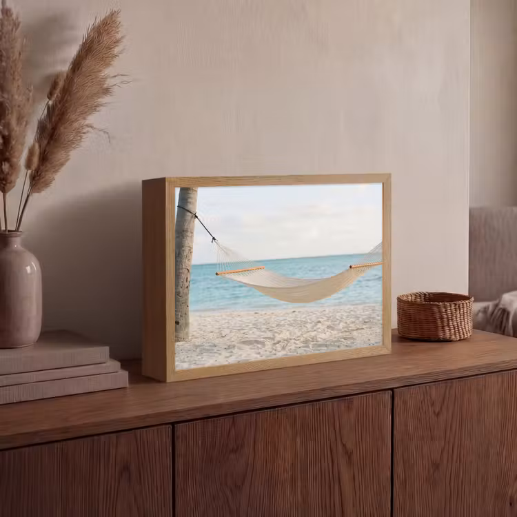 Hangmat - Strand - Wit Light Box met batterij (Wandlamp) middel -sfeer2