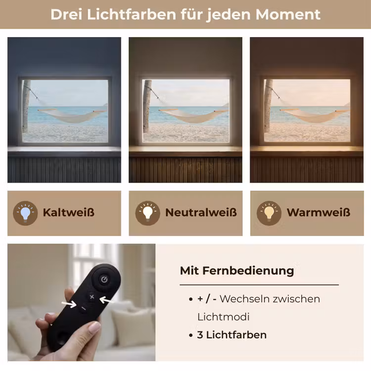 Hangmat - Strand - Wit Light Box met batterij (Wandlamp) middel -USP_lichtkleurDE