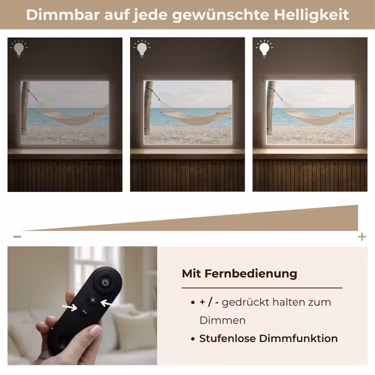 Hangmat - Strand - Wit Light Box met batterij (Wandlamp) middel -USP_dimbaarDE