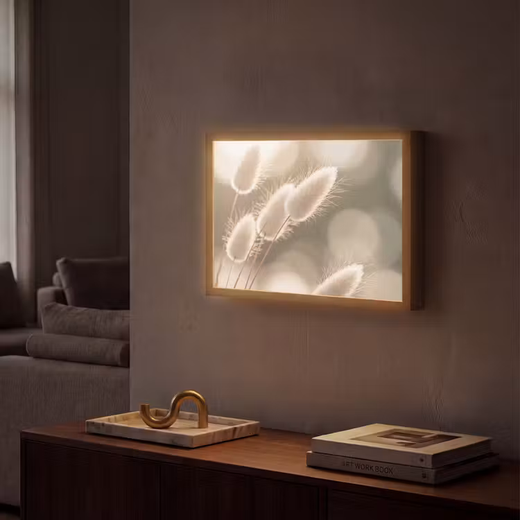 Hazestaartgras - Wit - Zonlicht Light Box met batterij (Wandlamp) middel -sfeer1