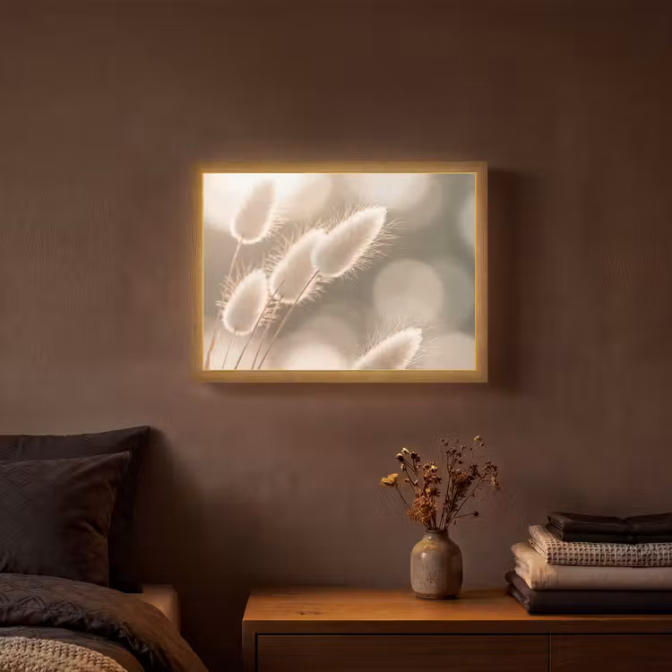 Hazestaartgras - Wit - Zonlicht Light Box met batterij (Wandlamp) middel -sfeer4