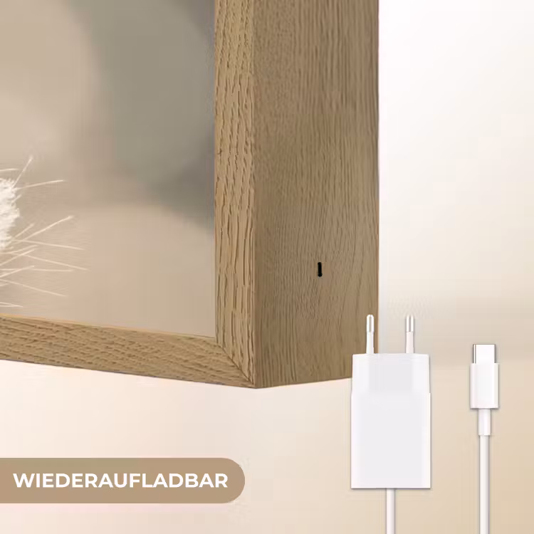 Hazestaartgras - Wit - Zonlicht Light Box met batterij (Wandlamp) middel -USP_websiteoplaadbaarDE