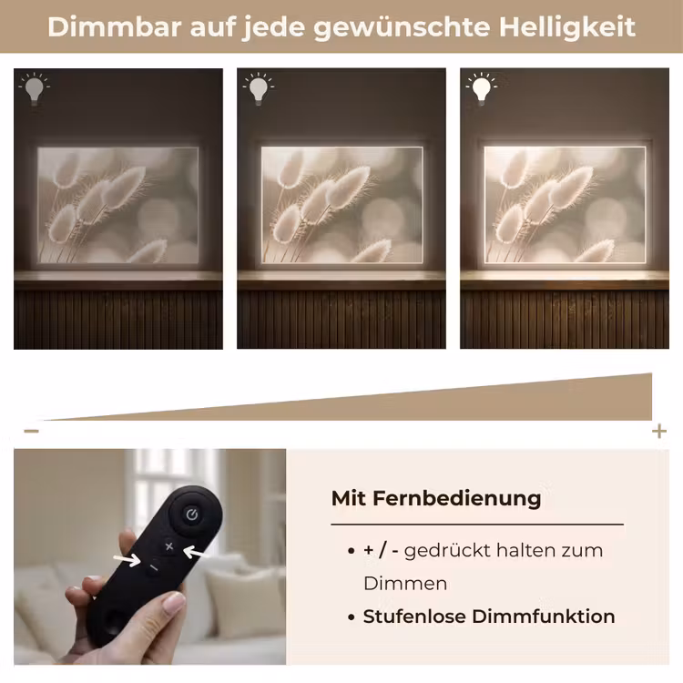 Hazestaartgras - Wit - Zonlicht Light Box met batterij (Wandlamp) middel -USP_dimbaarDE
