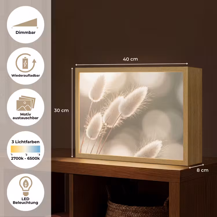Hazestaartgras - Wit - Zonlicht Light Box met batterij (Wandlamp) middel -USP_websiteoverzichtDE