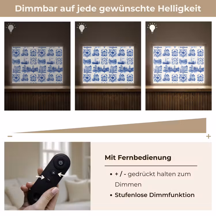 Huizen - Schepen - Blauw Light Box met batterij (Wandlamp) middel 907 -USP_dimbaarDE