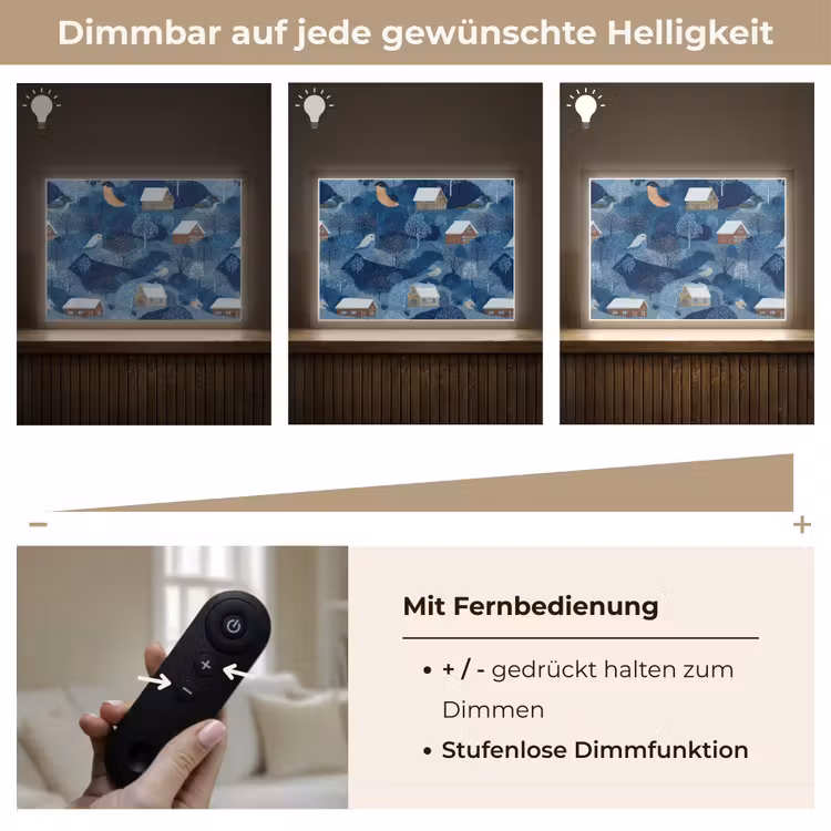Huisjes - Vogels - Sneeuw - Winter - Blauw Light Box met batterij (Wandlamp) middel 907 -USP_dimbaarDE
