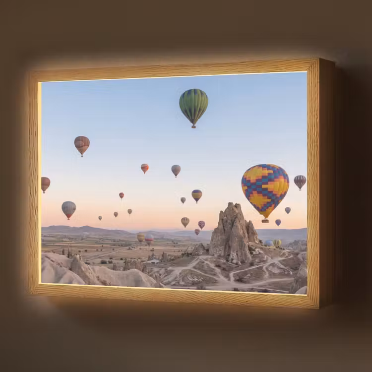 Luchtballonnen - Rotsen - Zonsopgang Light Box met batterij (Wandlamp) middel -z3d_website
