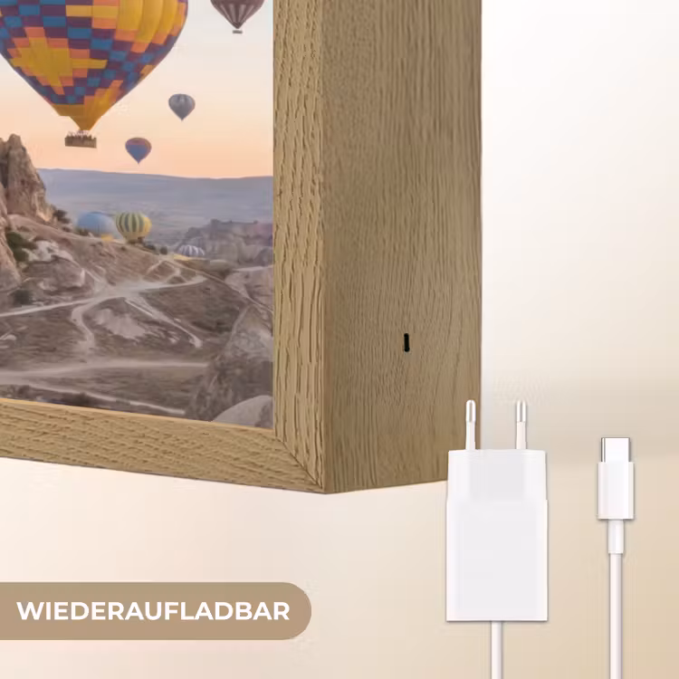 Luchtballonnen - Rotsen - Zonsopgang Light Box met batterij (Wandlamp) middel -USP_websiteoplaadbaarDE