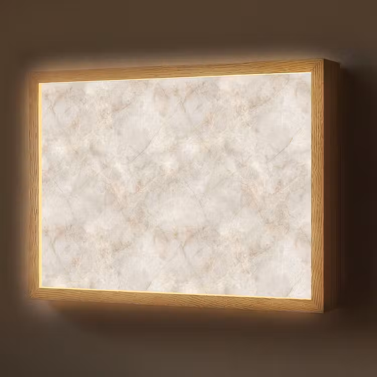 Lichtbeige - Goudbruine Nerven - Marmer Light Box met batterij (Wandlamp) middel 907 -z3d_website