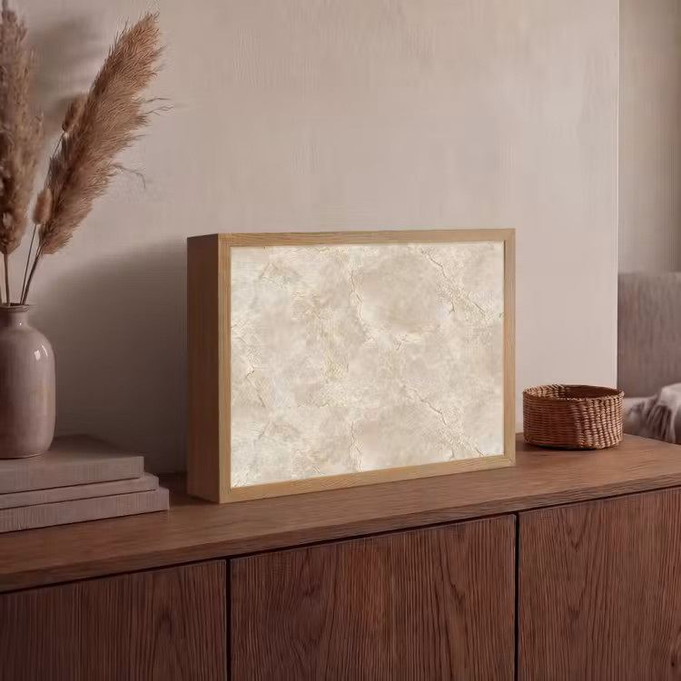 Lichtbeige - Marmer - Aders Light Box met batterij (Wandlamp) middel 907 -sfeer2