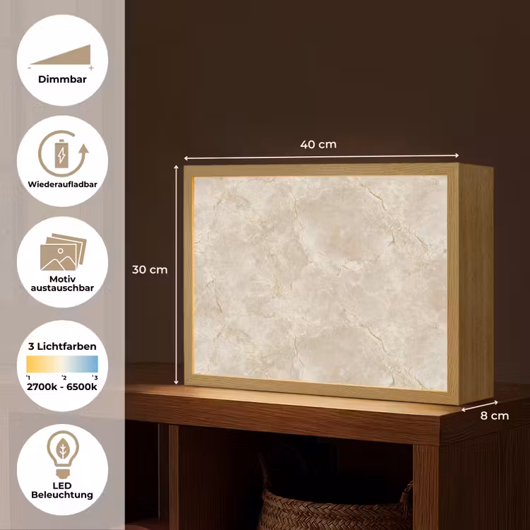 Lichtbeige - Marmer - Aders Light Box met batterij (Wandlamp) middel 907 -USP_websiteoverzichtDE