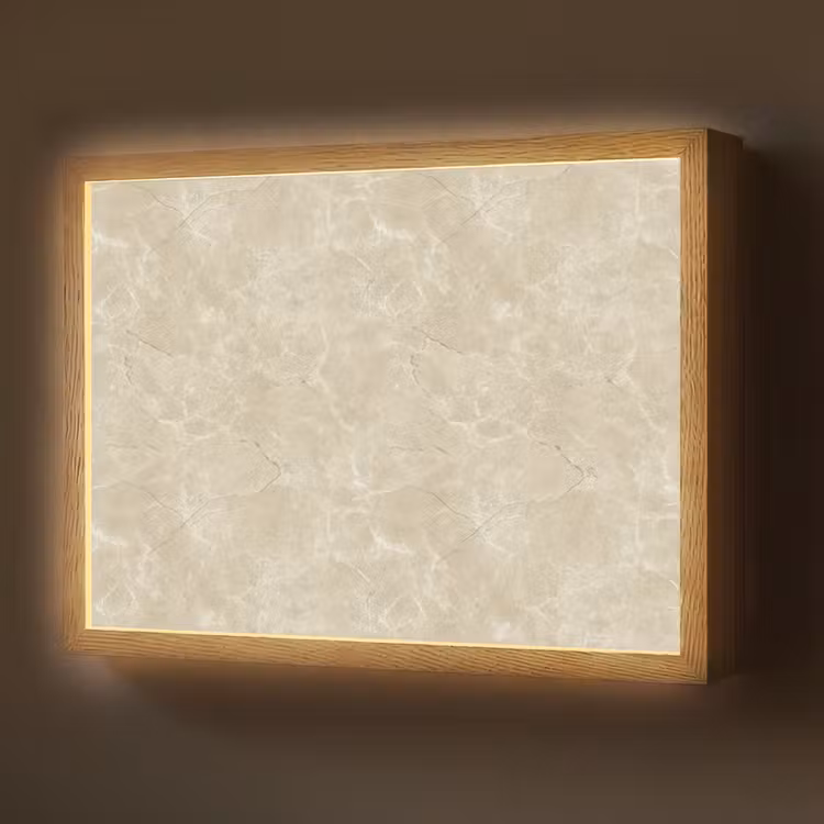 Lichtbeige - Marmer - Diffusie adering Light Box met batterij (Wandlamp) middel 907 -z3d_website
