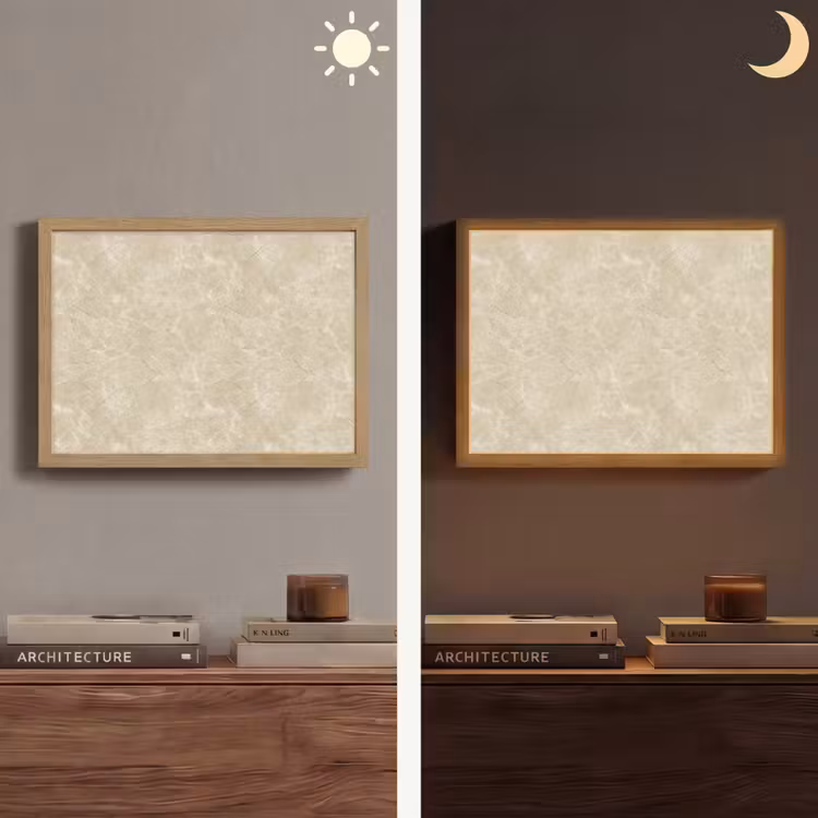 Lichtbeige - Marmer - Diffusie adering Light Box met batterij (Wandlamp) middel 907 -sfeer3