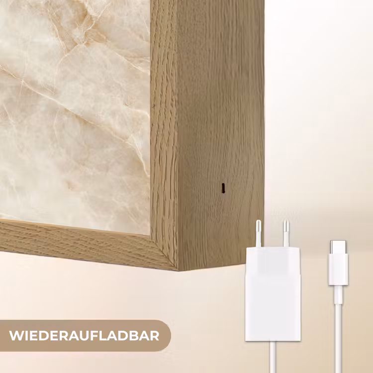 Lichtbeige - Onyx - Subtiel Light Box met batterij (Wandlamp) middel 907 -USP_websiteoplaadbaarDE