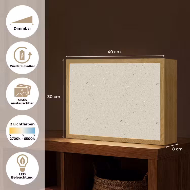 Lichtbeige - Terrazzo - Grijs Light Box met batterij (Wandlamp) middel 907 -USP_websiteoverzichtDE