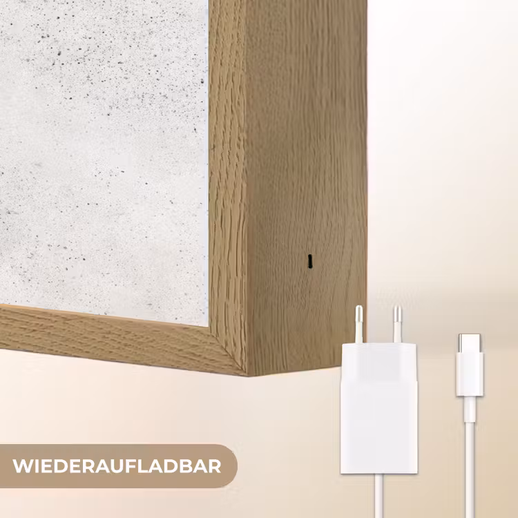 Lichtgrijs - Betonstructuur - Subtiel Light Box met batterij (Wandlamp) middel 907 -USP_websiteoplaadbaarDE