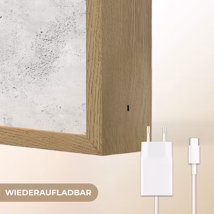 Lichtgrijs - Ruw - Subtiel Light Box met batterij (Wandlamp) middel 907 -USP_websiteoplaadbaarDE