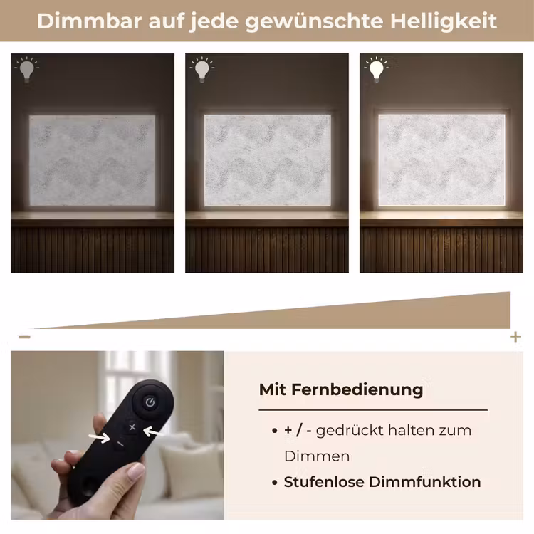 Lichtgrijs - Ruw - Subtiel Light Box met batterij (Wandlamp) middel 907 -USP_dimbaarDE