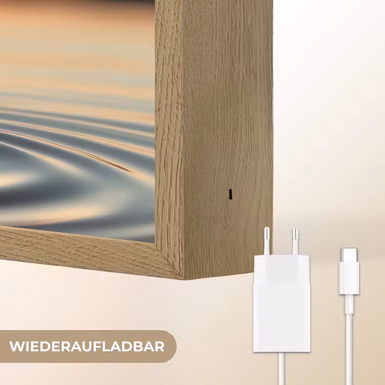 Hart - Water - Zonsondergang - Natuur - Zen Light Box met batterij (Wandlamp) middel -USP_websiteoplaadbaarDE