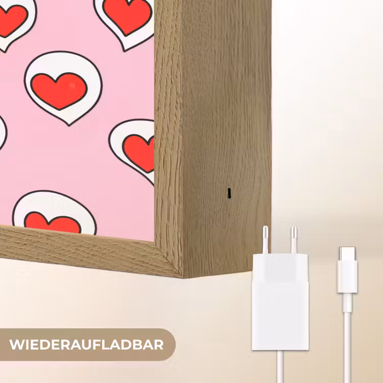 Hartjes - Patroon - Rood Light Box met batterij (Wandlamp) middel 907 -USP_websiteoplaadbaarDE