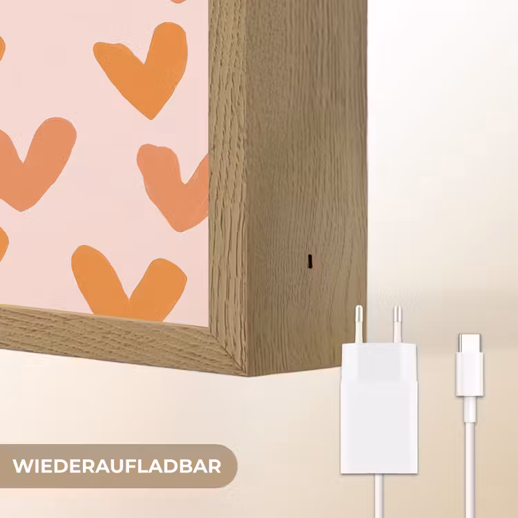 Hartjes - Getekend - Oranje Light Box met batterij (Wandlamp) middel 907 -USP_websiteoplaadbaarDE