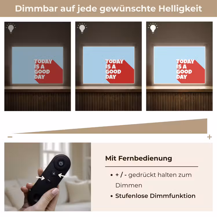 Today is a good day - Rood - lichtblauw Light Box met batterij (Wandlamp) middel -USP_dimbaarDE