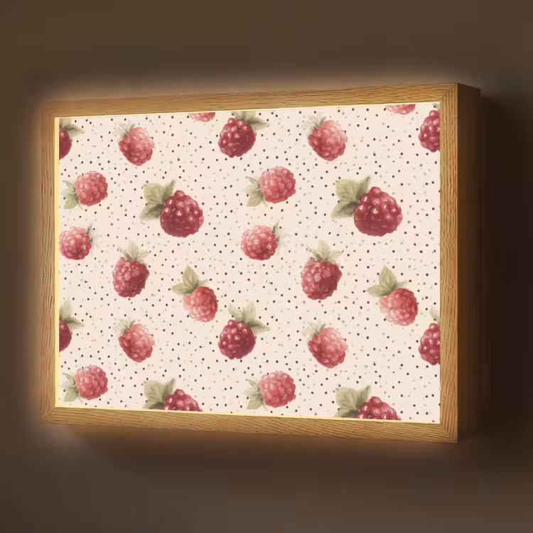 Framboos - Stippen - Rood Light Box met batterij (Wandlamp) middel 907 -z3d_website