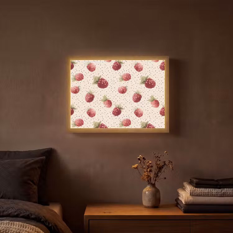 Framboos - Stippen - Rood Light Box met batterij (Wandlamp) middel 907 -sfeer4
