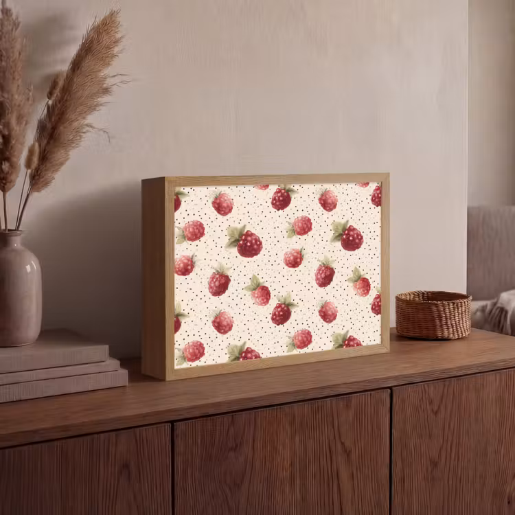 Framboos - Stippen - Rood Light Box met batterij (Wandlamp) middel 907 -sfeer2