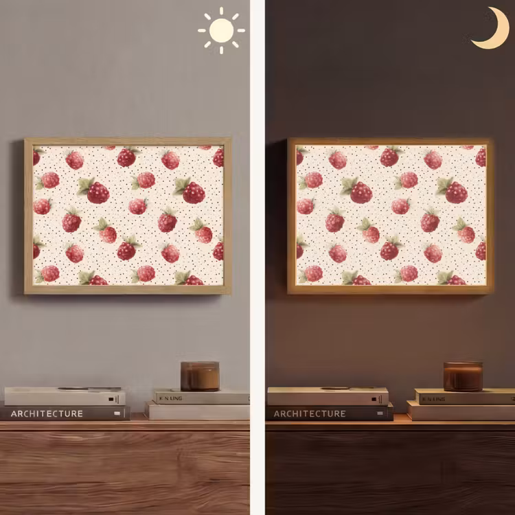 Framboos - Stippen - Rood Light Box met batterij (Wandlamp) middel 907 -sfeer3