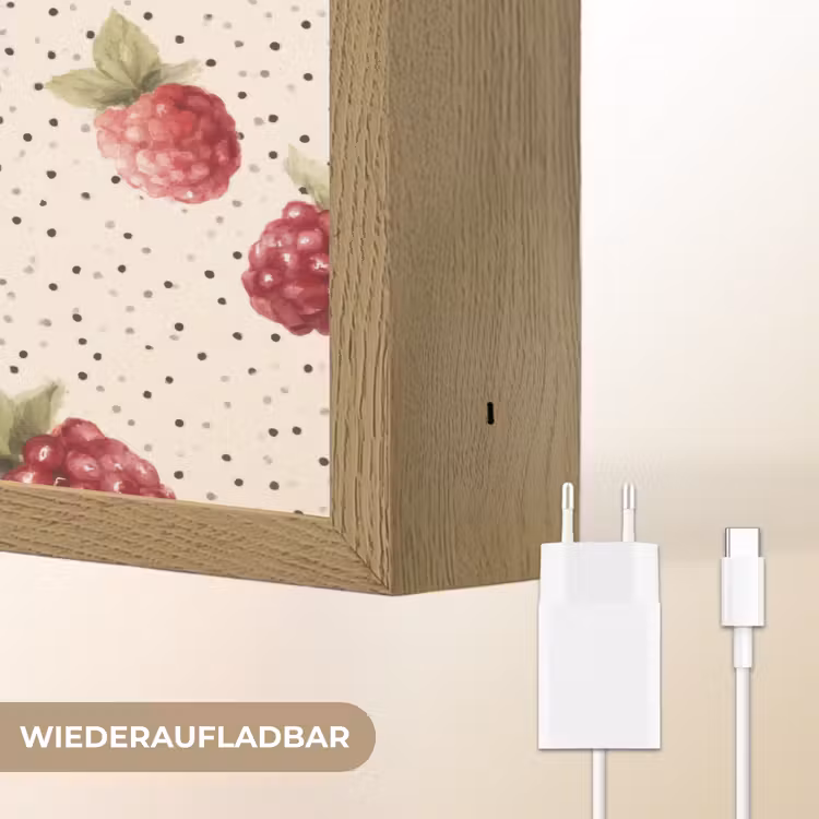 Framboos - Stippen - Rood Light Box met batterij (Wandlamp) middel 907 -USP_websiteoplaadbaarDE