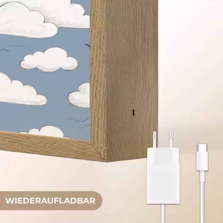 Lucht - Zon - Wolken - Natuur - Blauw Light Box met batterij (Wandlamp) middel -USP_websiteoplaadbaarDE