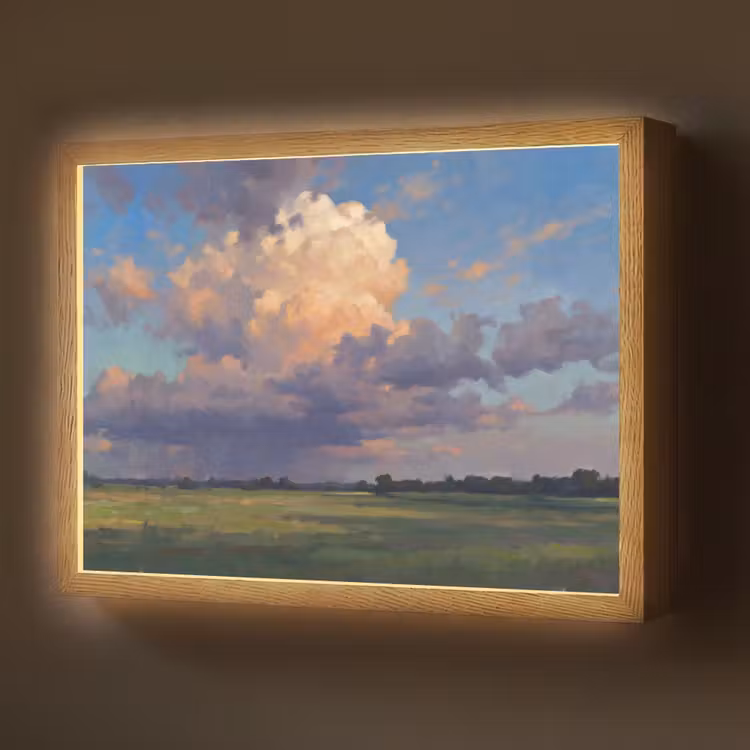Lucht - Wolken - Landschap - Modern - Oranje Light Box met batterij (Wandlamp) middel -z3d_website