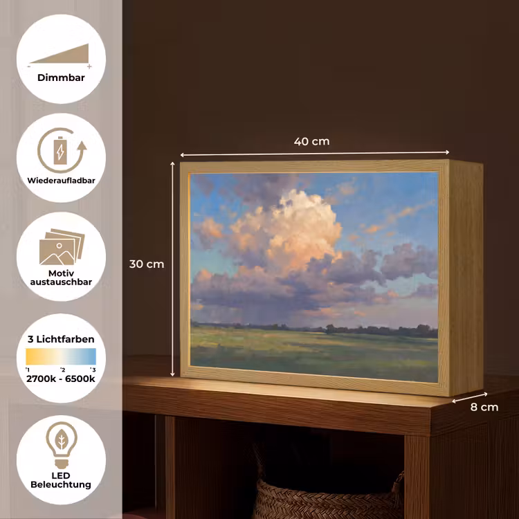 Lucht - Wolken - Landschap - Modern - Oranje Light Box met batterij (Wandlamp) middel -USP_websiteoverzichtDE