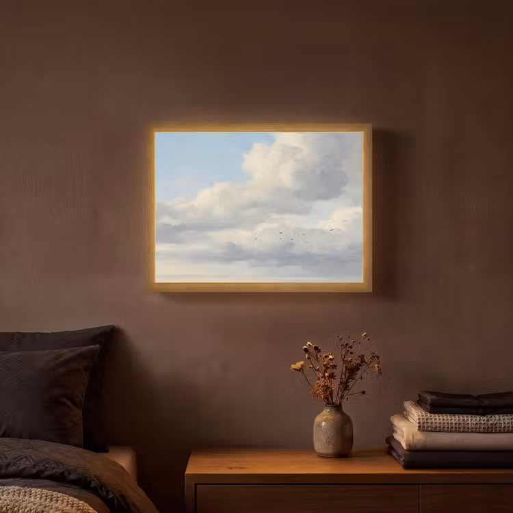Lucht - Wolken - Natuur - Klassiek - Blauw Light Box met batterij (Wandlamp) middel -sfeer4