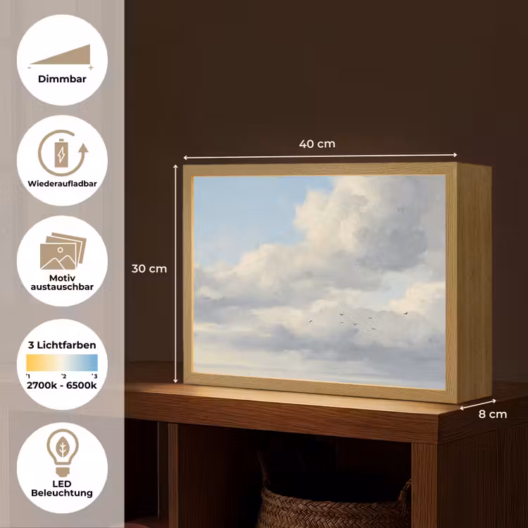 Lucht - Wolken - Natuur - Klassiek - Blauw Light Box met batterij (Wandlamp) middel -USP_websiteoverzichtDE