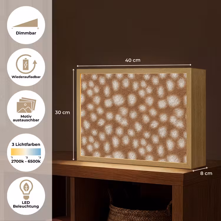 Hert - Vacht - Bruin Light Box met batterij (Wandlamp) middel 907 -USP_websiteoverzichtDE