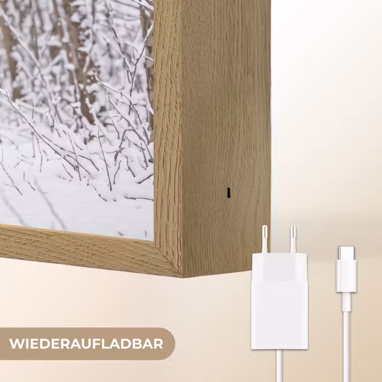 Hert - Winter - Bos - Natuur - Wit Light Box met batterij (Wandlamp) middel -USP_websiteoplaadbaarDE