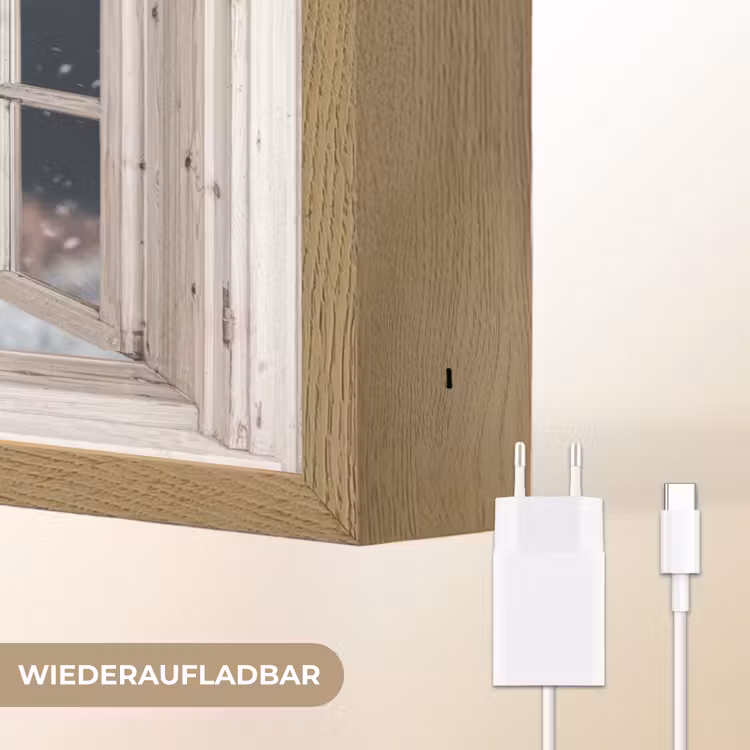 Hert - Dieren - Landschap - Winter - Sneeuw - Doorkijk - Natuur Light Box met batterij (Wandlamp) middel -USP_websiteoplaadbaarDE